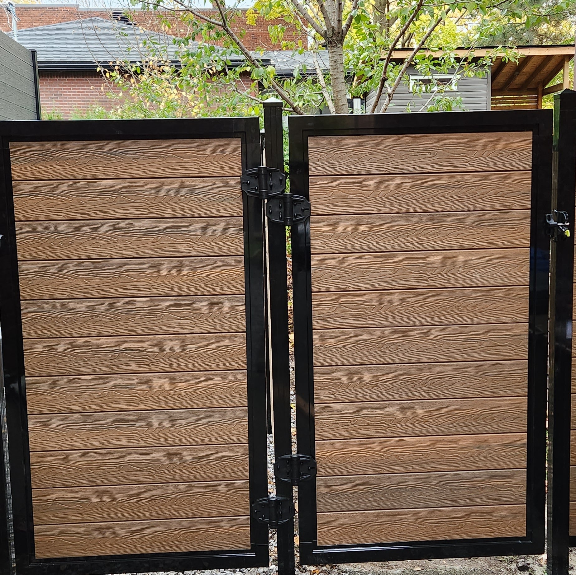 Composite WPC Privacy Fencing - Single Door Golden Teak